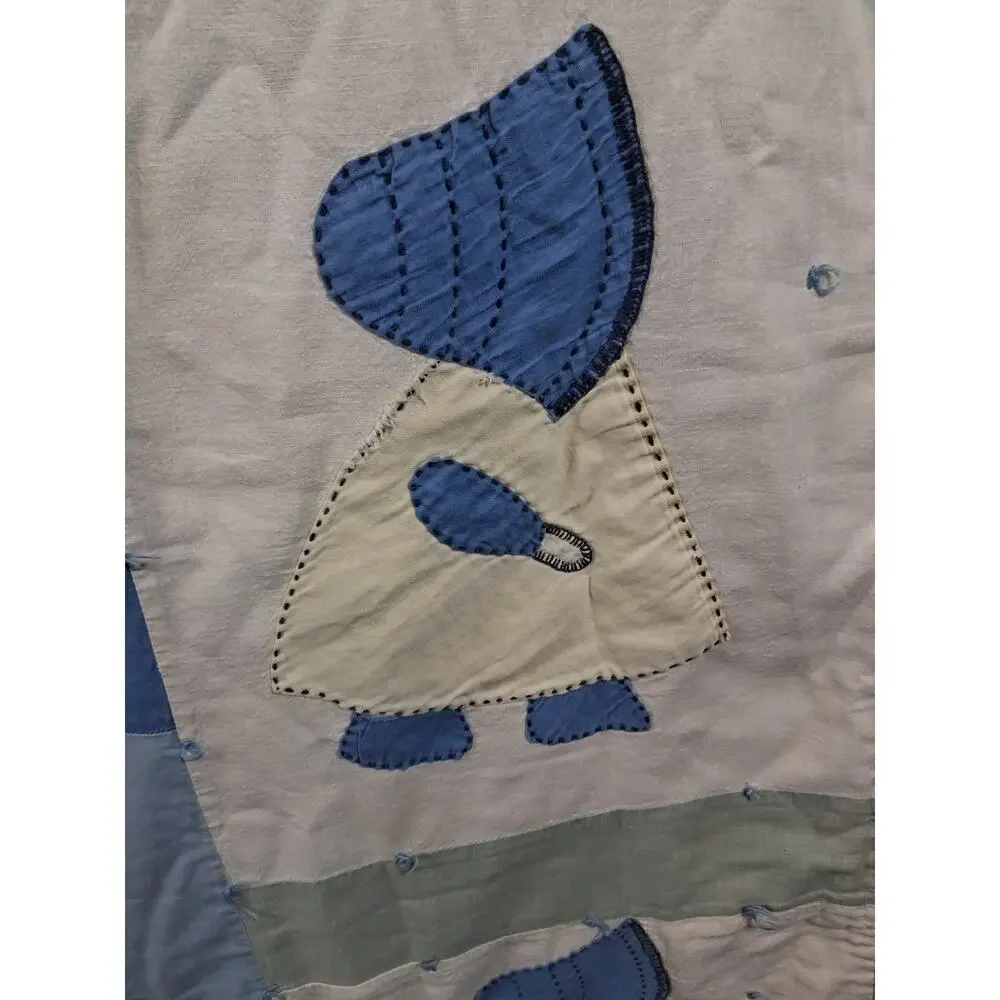 Sunbonnet Sue Handmade Vintage Quilt Colorful 68 × 78 Farmhouse Cottagecore